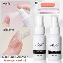 AiFer 2件組 30ml 卸甲液，適用於壓克力指甲，可輕鬆去除固態甲油膠、假指甲，不適用於甲油膠底層或甲油膠，專業級 - 無色 - 查看 7