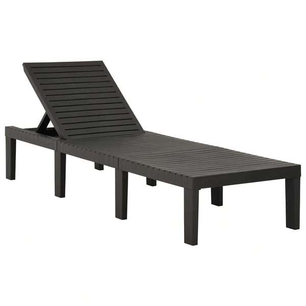 vidaXL Chaise longue, dossier réglable, chaise longue de jardin, fauteuil inclinable, mobilier de jardin, chaise longue de plage, chaise longue de détente, chaise longue de sauna, plastique, anthracite