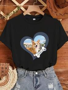 Camiseta personalizada con foto y texto de perro, camiseta personalizada con foto de mascota, regalo para madres de perros, camiseta con el nombre de tu perro, regalo para el Día de la Madre - Negro - Ver 7
