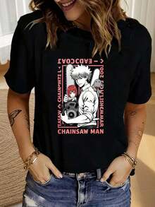 Camiseta de manga corta de algodón para hombre Under The RadarChainsaws Anime Man - Se puede regalar a familiares - Camiseta estampada para mujer/hombre, 220 g, 100% algodón, cuello redondo, informal, para mujer/hombre, manga corta para exteriores, moda retro, estilo callejero, manga corta para mujer/hombre, uso diario en las cuatro estaciones, vacaciones - Camiseta de manga corta con collage dinámico, elegante, de gran tamaño, adecuada para todas las estaciones, fácil de cuidar para ocasiones informales de negocios y la vida diaria, ropa de talla grande - Ropa para fanáticos de los deportes, regalo para fanáticos del fútbol, camiseta deportiva unisex, - Entusiasta de anime - Camiseta unisex de algodón holgada de manga corta y cuello redondo estilo callejero vintage - Negro - Ver 1