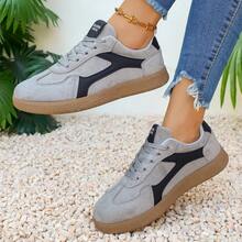 Retro German-Style Lace-Up Casual Sneakers, Versatile For Daily Commute And Sports - Grey - View 6