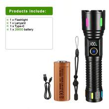 1入伸縮式變焦高亮度手電筒,5段調光,Type-C充電,支援輸入與輸出,防滑設計,適用於狩獵、攀岩、釣魚、露營、騎行 - 手電筒 - 查看 15