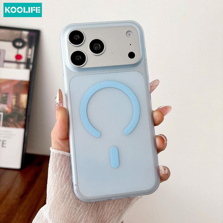 Koolife 1件淺藍色磁吸半透明手機殼，大鏡頭窗設計，磨砂防摔防震保護殼，適用於 iPhone 18 Pro/18 Pro Max/17/17 Pro/17 Pro Max/17 Air/16/15/14/13/12/11