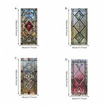 1/4 piezas Película de vidrio con patrón floral colorido, adhesivo de privacidad de vidrio estático retro, adhesivo decorativo removible para el hogar, sala de estar, baño, oficina - Película para ventanas con estampado geométrico - Ver 3