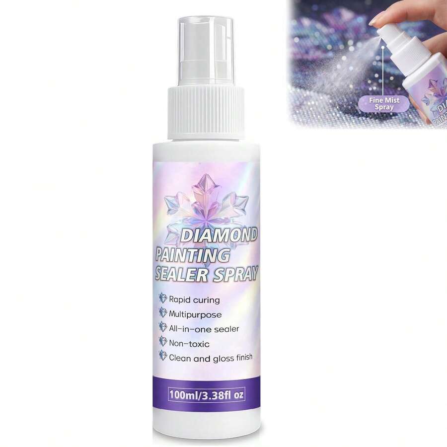 Spray fijador para pintura de diamantes, fijador de arte de diamantes de secado rápido que proporciona protección instantánea y un brillo mejorado, ofrece una protección duradera para tu obra de arte, evita el polvo y el desprendimiento, fácil de aplicar - Ver 1