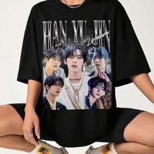 Camisa retro americana de manga cortaRetro Yujin ZB1-Shirt, Blue Paradise Album Shirt, ZB1 World Tourr Shirt, ZB1 Jiwoong Zhang Hao Hanbin Seok Matthew Taerae,blusas casuales para dama,Graphic-Shirt Cotton Tees Size Plus,Men's Casual Plus-Size T-Shirt ,Summer Tops,Camiseta con estampado de dibujos animados, - Negro - Ver 6
