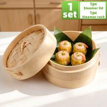 Single/Double Layer Bamboo Steamer Basket, Diameter 4.5"/5"/6"/7", Suitable For Pots And Pans, Simple And Easy-To-Use Steamer, Ideal For Steaming Dumplings/Vegetables, Healthy Oil-Free Cookware, Home Cooking Snacks, Light Meals, Single-Serving Cooked Food, Suitable For Single-Person Household Kitchen - View 17