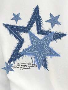 Camiseta estampada con estrella retro para hombres, camiseta gráfica para hombres - Blanco - Ver 2