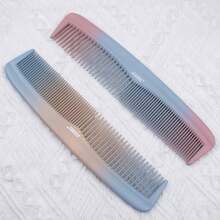 1 Peça Pente de Cabelo de Dentes Grossos e Finos de Dois Lados, com Pintura em Spray de Cor Aleatória, Pente de Estilo de Cabelo de Plástico Sem Alça - Multicolorido - Visão 4