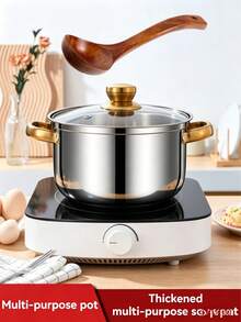 2件/6件/16件套高品质五层复合底加厚不锈钢小汤锅、奶锅、双耳炖锅、面条锅、甜点锅、酱汁锅，礼盒装，厨房用具，煎锅，重型不粘煎锅，烹饪锅，海鲜锅，厨房用具，锅具，全套餐具 - 查看 6