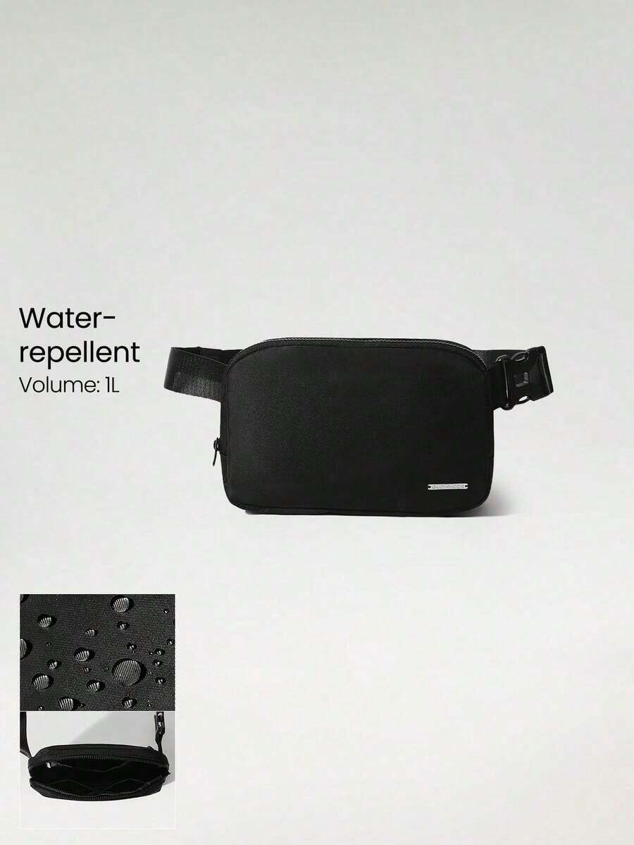 1L Zipper Everywhere Belt Bag Repellent Waist Crossbody Bags With Adjustable Strap  Spring Summer - 黑色 - 查看 1