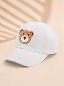 1pc Kids Baseball Cap With Dinosaur Faux Label, Solid Color Sun Protection Cap, Suitable For Outdoor Sun Protection And Daily Casual Use - Bear - View 6