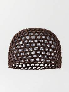 1 chiếc mũ len móc ren rỗng đính sequin, màu trơn, đa năng, thời trang dành cho nữ, phù hợp với trang phục mùa xuân, hè và thu. - A - Xem 15