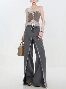 Women Pants - Grey - View 1