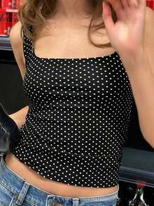 Camiseta de tirantes de punto a rayas rosa, estilo Y2K, diseño sin mangas adecuado para la playa, el transporte y el uso casual en verano - Negro - Ver 4