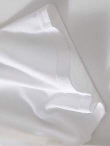 Camiseta deportiva de manga corta con cuello redondo y estampado de letras para mujer - Blanco - Ver 5