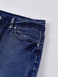Y2K Vintage Low Waist Flare Jeans for Women Fashionable Casual Going Out Jeans Trendy Denim Bell Bottom Pants - Azul lavado medio - Ver 8