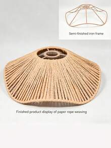 1pc Rustic Handmade Paper Rope Lampshade, Faux Wicker Design, Suitable For Living Room, Dining Room And Bedroom Decoration, Pendant Light Shade, Replacement Lampshade, Vintage Wavy Edge Lampshade, Fits Ceiling Light, No Power And Cord/Home Decor Suitable For Home Goods/Bedroom Decor/Party Decor/Christmas/Halloween Decor Teacher Gift (Lampshade Only) - Semicircle - View 8
