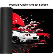 1pc Large-Sized Esports Gaming Mouse Pad, Red Moon Cherry Blossom Sports Car And Wind Pattern, Rubber-Bottom Large-Size Desk Mat Office Desk Accessory, Computer Decorative Accessory Desktop Decor Gaming Mouse Pad, An Ideal Gift For Gamers - View 7