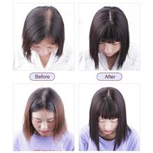 25cm Wig Piece Straight Hair Toppers Hairpiece Anti-Slip Clip In Women Bangs Fringe Natural Hair Extensions Wig - Black - View 4