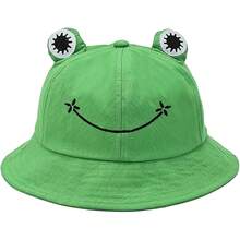 A Cute Frog Bucket Hat, Foldable And Non-Deformable Fisherman's Hat, Summer Outdoor Sun Hat, Green For Hiking, Camping, And Traveling - Baby Pink - View 1