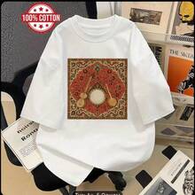 Camiseta de manga corta para mujer, estilo transfronterizo, novedad de verano 2025, corte holgado, top único y elegante. - Blanco - Ver 2