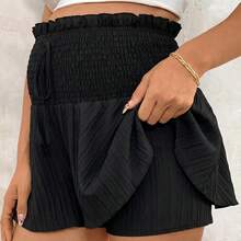 Maternity Solid Color Casual Versatile Daily Outing Skort Black Summer - Black - View 10