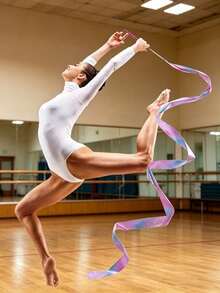 Sparkling Star Artistic Gymnastics Ribbon, Pink Blue Gradient Dance Streamer Ribbon, Shiny Glitter Star Long Dance Ribbon, Gradient Color Art Gymnastics Prop, Lightweight Smooth Dance Decoration Ribbon For Ballet Performance, Stage Show, Aerobic Gymnastics And Daily Practice, Ideal Back To School Gift, Dance Season Essential, Travel Performance Must-Have & Holiday Present, Fashion Aesthetic Art Accessory For Girls Students Dance Lovers Indoor Outdoor Use - Multicolor - View 4
