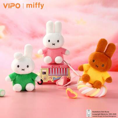  Miffy Colorful Plush Keychain Pendant, Official Collectible Ornament Doll, Cute Mini Hanging Charm Accessory, Gift For Girls, Kids, Friends, Backpack