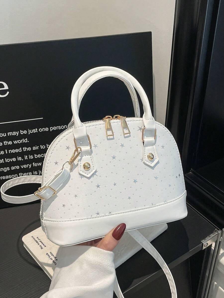 Bolso de mano vintage con conchas, bolso de hombro perfecto y encantador para mujer - Blanco - Ver 1