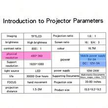 1pc HD Smart Projector, Native 720*480P Resolution, Supports 4K Decoding, Mini Portable Projector, 180° Rotating Adjustment, Internet Connectivity, Compatible With Wireless Connection To Phone/, Indoor/Outdoor Movie Viewing Without Screen - Black - View 11