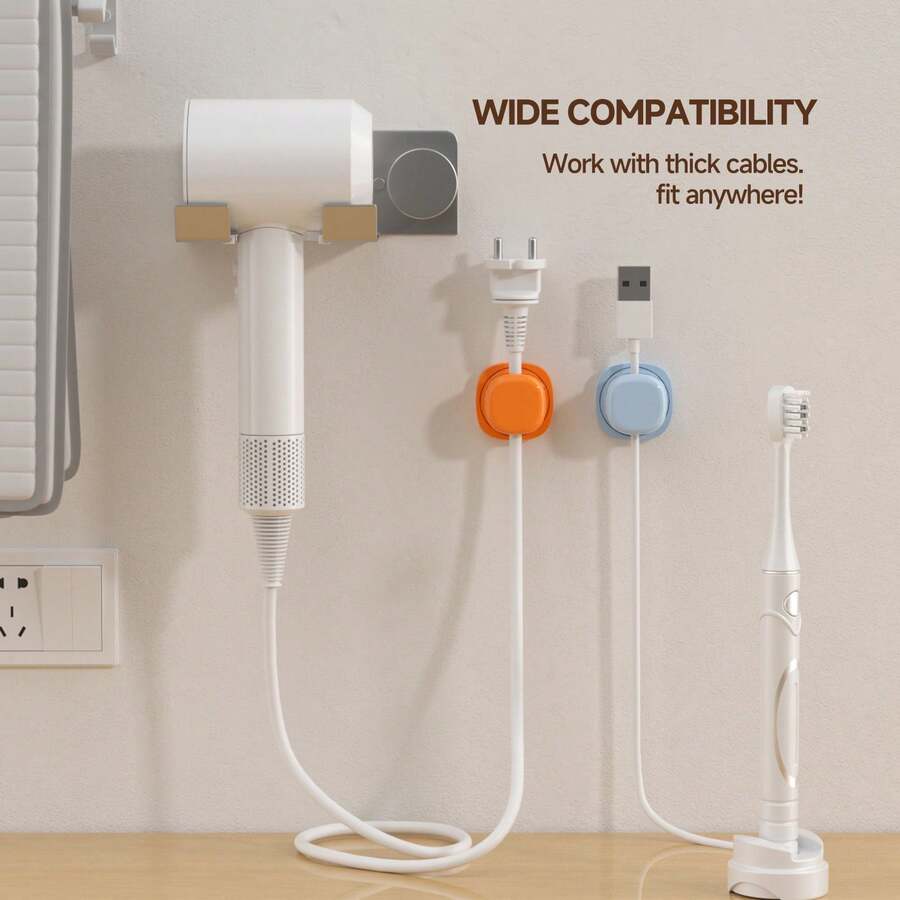 3pcs Adhesive Spring Rotating Cable Organizer Clips, Anti-Tangle Desktop Cable Holder, Earphone Cord Winder, Car Clip, Office Desk Wire Organizer