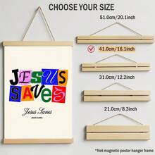 1pc Retro Jesus Saves Wall Art Picture Colorful Typography Christian Prints Canvas Painting Bible Verse Poster Inspirational Religious Decor For Living Room Bedroom Bathroom Wall Decoration Unframed , Framed Or Wooden Hanging Scroll - Pattern - View 11