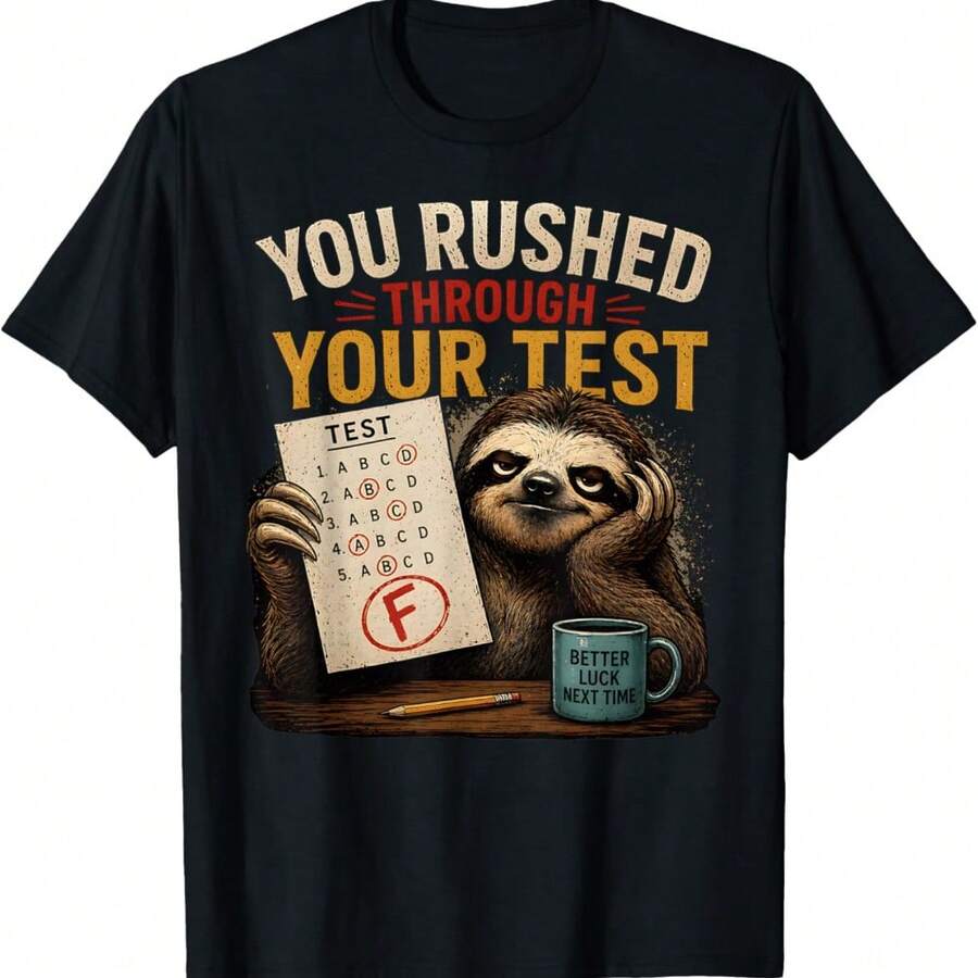 You Rushed Through Your Test Testing Meme Test Day T-Shirt - Black - View 1