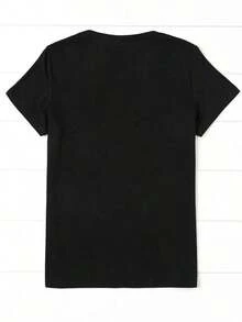 Summer Tops: 1 Spring/Summer Clothing Item, Women's Fitted Crew Neck T-Shirt With "Dear Gentle Reader" Graphic Print, Soft And Comfortable, Machine Washable, Stylish For Parties, Holiday Gift, Spring Sets Y2Y For Women's Shirts, Summer | Exquisite Design | Loose And Comfortable | Easy To Match | - 黑色 - 查看 2