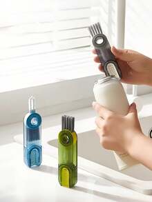 3-In-1 Cup Lid Cleaning Brush Set, Crevice Cleaning Brush Kit, Suitable For Bottles, Bottles, Thermoses And Various Bottle Mouths Deep Cleaning, Includes Long Handle Cleaning Brush, Multi-Functional Decontamination Cleaning Household Kitchen Tool - Multicolor - View 3