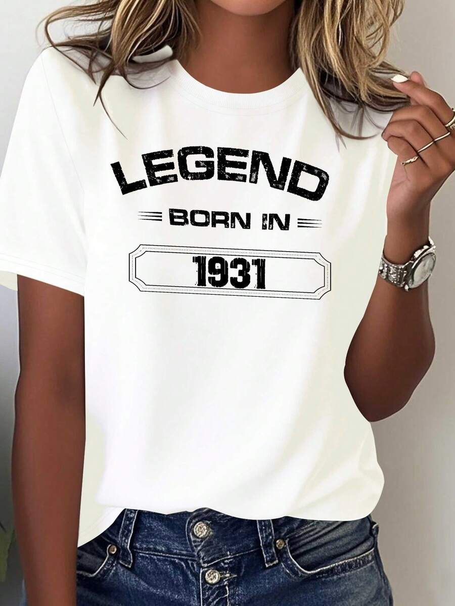 Women's Retro Vintage Graphic T-Shirt 1931 - Soft Casual Everyday T-Shirt With 1931 Text - Lightweight Everyday Shirt For Women - Daily And Formal Outfits For All Seasons - 白色 - 查看 1