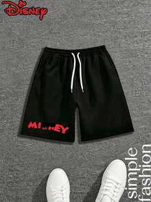 This Disney Mickey Mouse Themed T-Shirt And Shorts Set Features Eye-Catching Street-Style Cartoon Prints, A Relaxed And Casual Fit, And Pairs Perfectly With White Sneakers For A Stylish Look. It Exudes Youthful Energy. - Đen + Đen - Xem 3