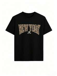 Retro Cartoon Character Graphic Tee, Vintage Nostalgia Letter Print T-Shirt, Casual 90s Streetwear Aesthetic Short Sleeve,  Throwback Vibe Top - 黑色 - 查看 2