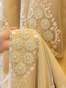 1 bộ rèm cửa hai lớp kiểu Châu Âu với diềm xếp nếp lượn sóng cho phòng khách và phòng ngủ, rèm cửa thêu hoa 3D sang trọng. - Nhiều màu - Xem 6