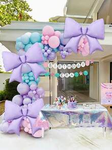 1/3pcs Matte Light Purple Bow Shaped Foil Balloons, For Bow Decor, K-Pop Music Theme Birthday Party Decoration, Bridal Shower, Bachelorette Party, Concert, Music Festival, Tea Party - Purple - View 1