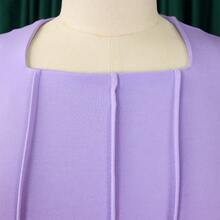 Nuevo Vestido Mujer Talla Grande Otoño Invierno Manga Larga Volantes Elegante Estilo OL - Morado - View 5