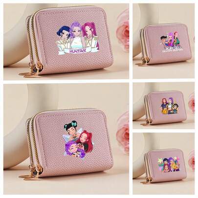 Hasbro Cartoon Cute Girl Group Children's Short Wallet, Cartoon Girl Group Small Wallet, Girl's Cartoon PU Leather Mini Zipper Coin Purse, Cartoon Cute Double-Compartment Wallet, Children's Gift