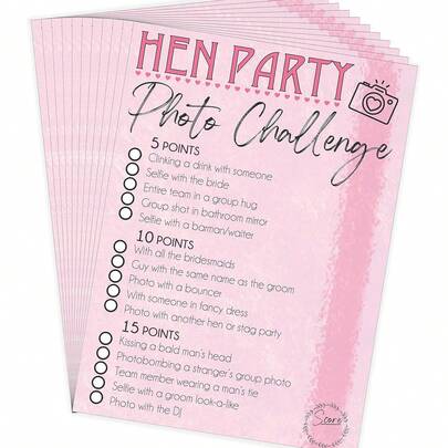 Hen Party Photo Challenge Game – Selfie Scavenger Hunt Cards – Hen Night Game For Bride Team –Fun Hen Party Activity