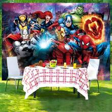 1Pcs A Vengers S Uperhero Theme Backdrop, Iron Man C Aptain America S Piderman Party Decorations For Photo Booth, Avengers Alliance Photography Background, Cake Table Decor, Outdoor Indoor Celebration Wall Banner, Backyard Party Photo Prop Supplies, School Event Poster Decor, Bedroom Wall Hanging Art - 多色-A - 查看 2