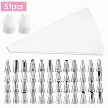 51 piezas Juego de herramientas de boquillas para decorar galletas, kit de decoración de crema para pasteles con boquillas para glaseado - Multicolor - Ver 8