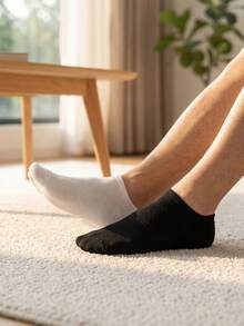 Women's Basic Black & White Short Socks, Soft & Comfortable Casual Socks - Multicolor - View 4