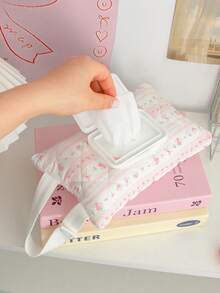1个韩式印花车载纸巾盒，防尘纸巾套，车载/家用纸巾收纳袋，可爱湿巾挂袋，妈妈包，宠物推车可爱湿巾挂袋，纸巾盒架，餐巾纸架，浴室纸巾收纳，节日家庭聚会，餐桌装饰，适用于家庭厨房、卧室、客厅、餐厅、家居装饰，装饰盒，旅行、度假和日常使用的必备收纳装饰品 - 彩色 - 查看 8
