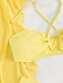 Swim Conjunto de bikini separado de 3 piezas, inalámbrico, para verano 2025 - Amarillo - Ver 8