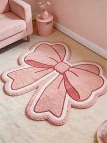 1 pieza Alfombra decorativa de piso con lazo rosa, decoración de dormitorio, alfombra pequeña, alfombra, decoración del hogar, alfombra de sala de estar, alfombra lavable, regalo de graduación - Multicolor - Ver 4